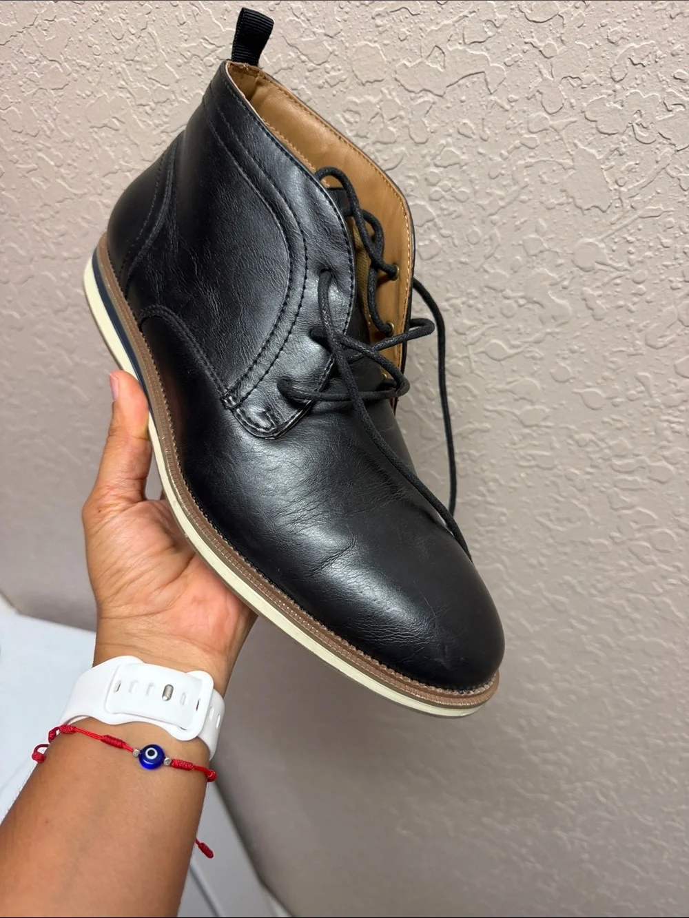 Men's Black Leather Chukka Boots with Contrast Tan Lining